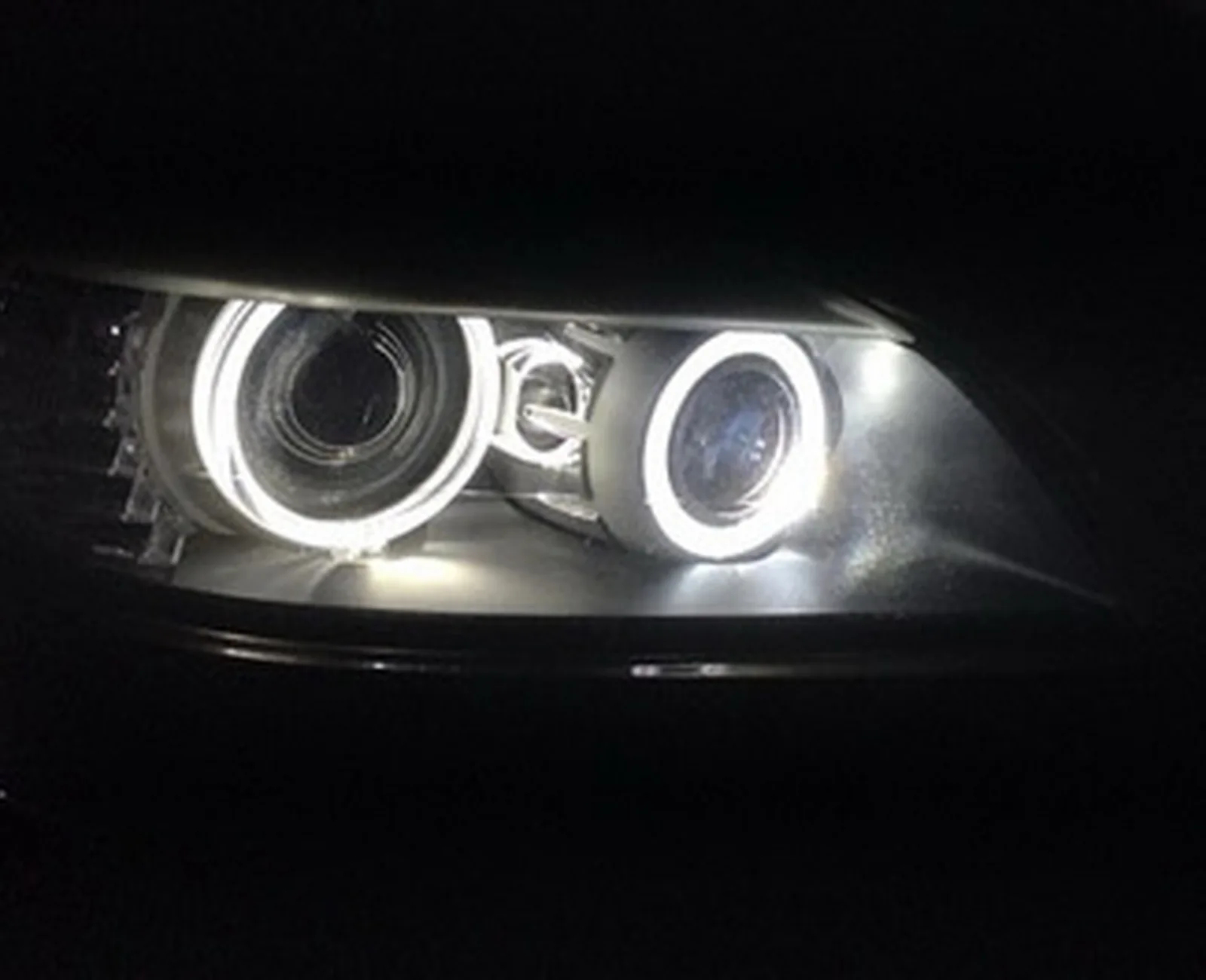 ANGRONG-مصباح أمامي زينون أبيض LED ، عيون الملاك ، لسيارات BMW E82 E90 E92 E60 E63 X5 X6 Z4 ، 2x H8 6W