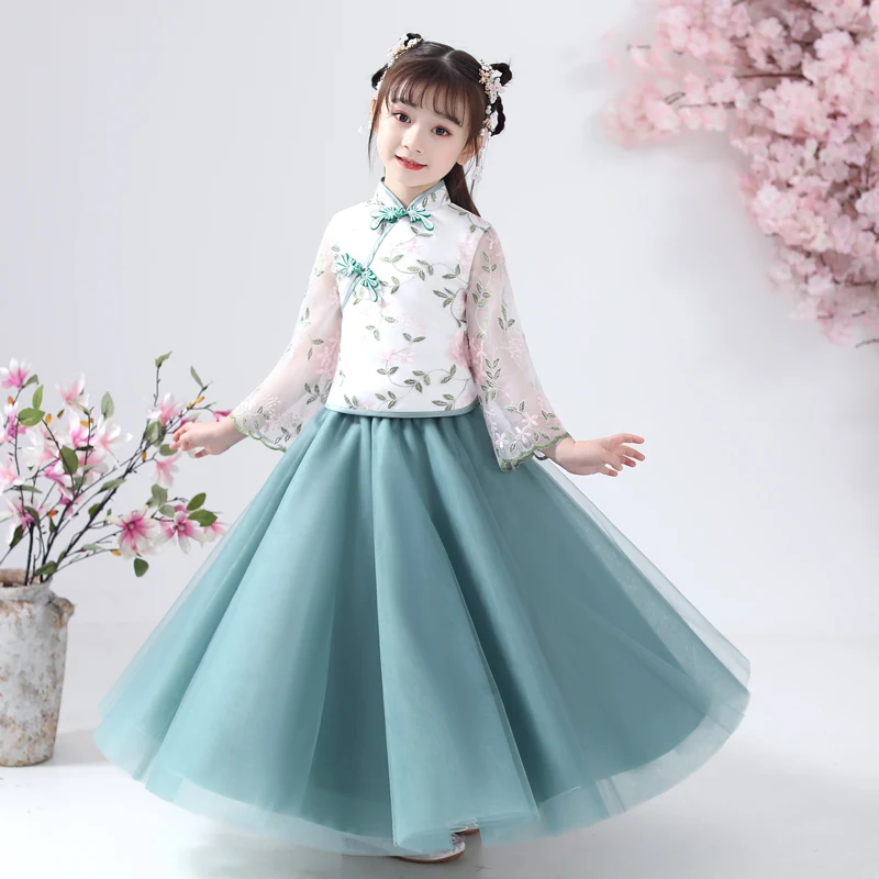 

Floral Girl Dress Elegant Girls Princess Cheongsam Dress Wedding Gown Dresses Kids Birthday Party Vestido Wear New Year Robe