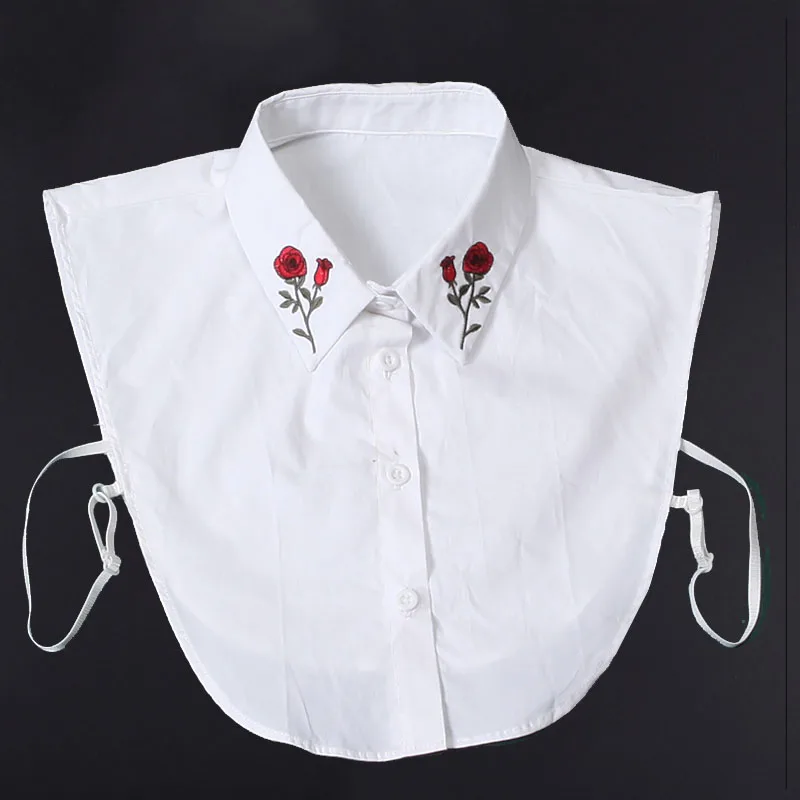 Làm Đẹp Khuôn Mặt Emboridery Giả Có Cổ Trắng Có Thể Tháo Rời Cổ Áo Giả Nữ Vintage Nữ Giả Áo Cổ Buộc Nơ Nửa Áo Sơ Mi