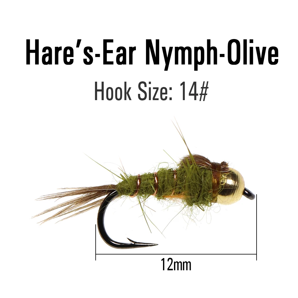 ICERIO 6PCS Brass Bead Head Hare’s-Ear Nymph Trout  Fly Fishing Lure Baits