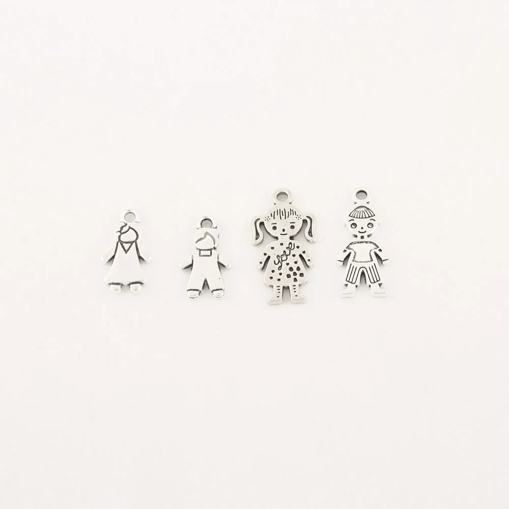 25pcs Charms Lovely Little Girl And Boy Lover Silver Color Pendant For Fit DIY Handmade Jewelry Making Accessorie