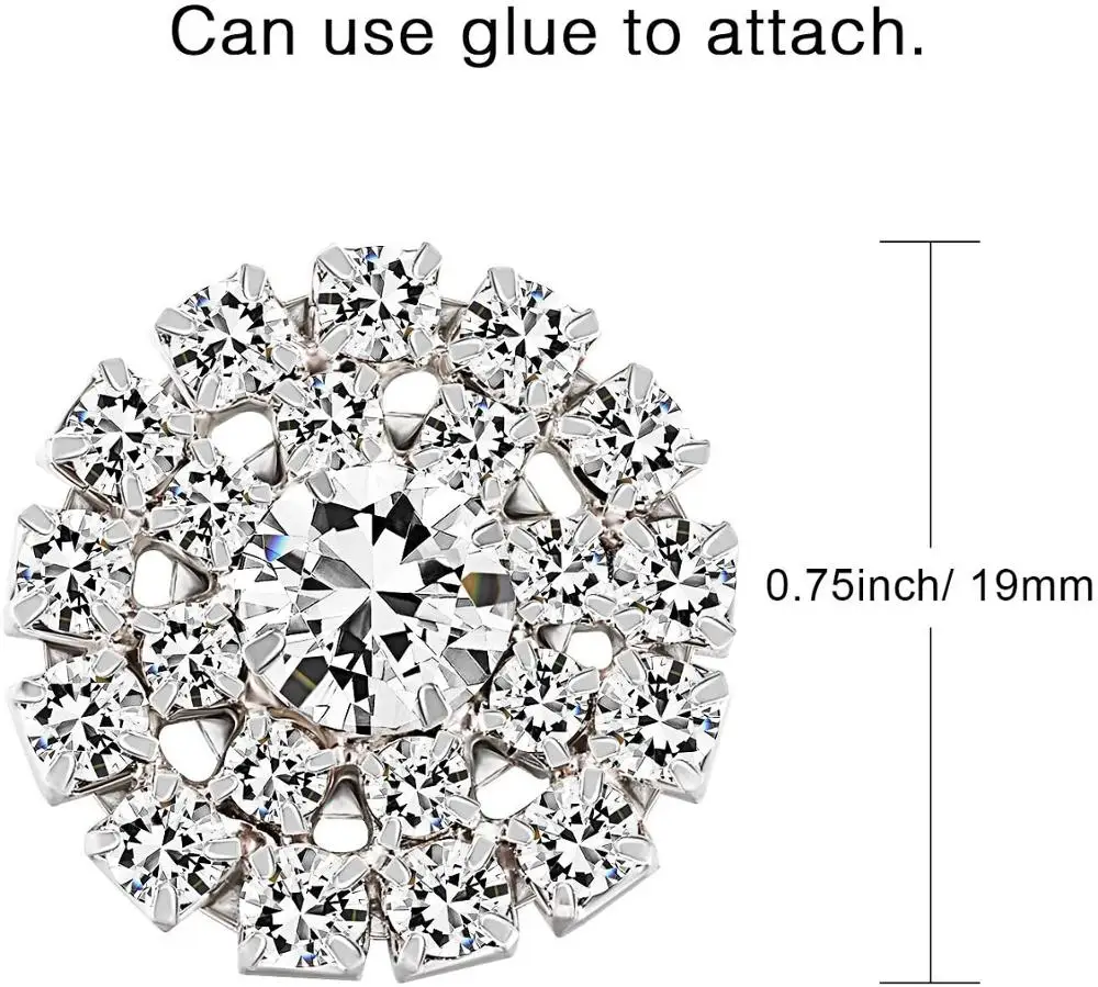 Rhinestone Embellishments Flatback Silver,Flower Crystal Button Accessory,DIY Jewelry Making Wedding Decoration Bridal Bouquet