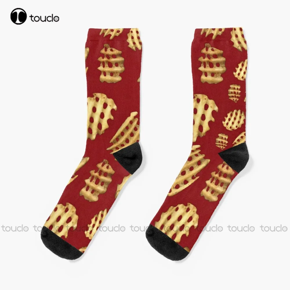 

Crunchy Waffle Fries Socks Running Socks For Men Christmas New Year Gift 360° Digital Print Personalized Custom Hd High Quality