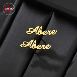 Goxijite Customized Name Letter Stud Earrings For Women Girls Stainless Steel Name Piercing Earrings Cursive Nameplate Gift