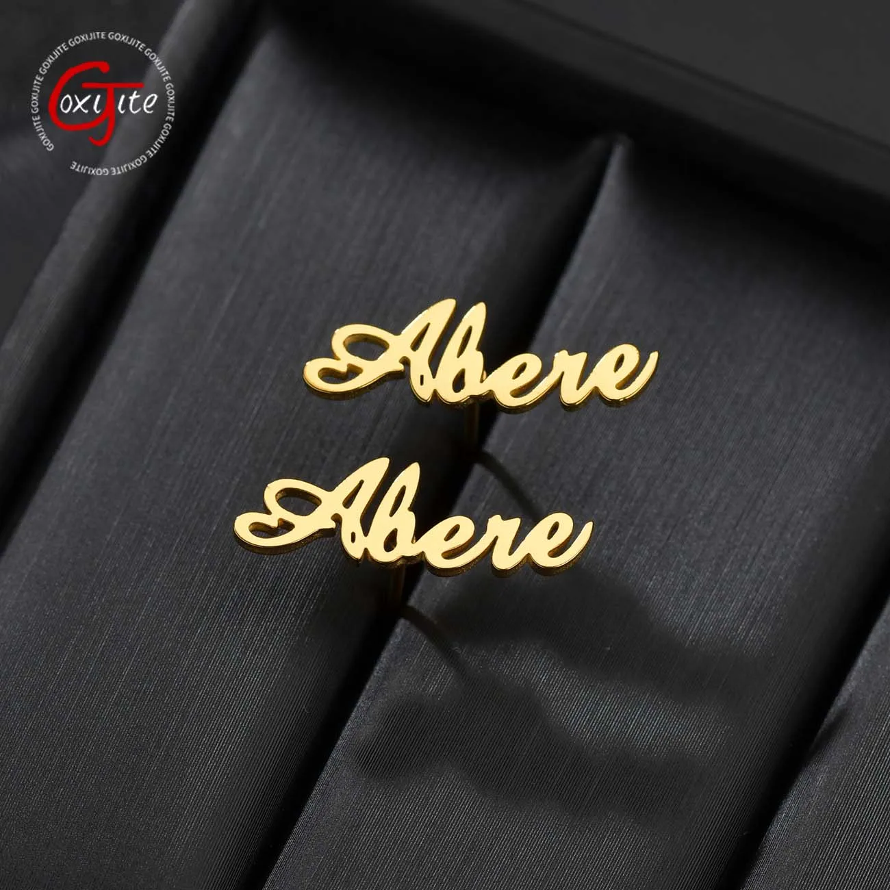 Goxijite Customized Name Letter Stud Earrings For Women Girls Stainless Steel Name Piercing Earrings Cursive Nameplate Gift