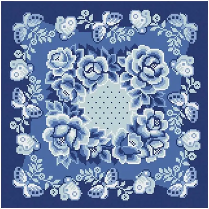 Blue porcelain rose patterns Counted Cross Stitch 11CT 14CT 18CT DIY Chinese Cross Stitch Kits Embroidery Needlework Sets