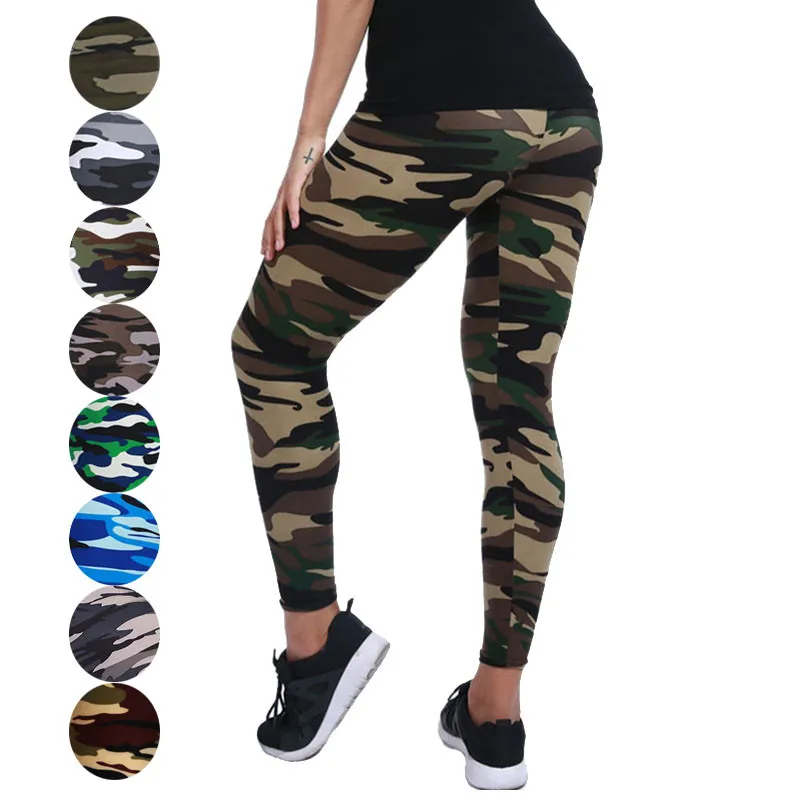 VISNXGI 2022 Camouflage สตรี Leggings ฟิตเนสยืดถักกองทัพสีเขียวข้อเท้า-ความยาวโพลีเอสเตอร์สูงเอว Push Up กางเกง XXXL