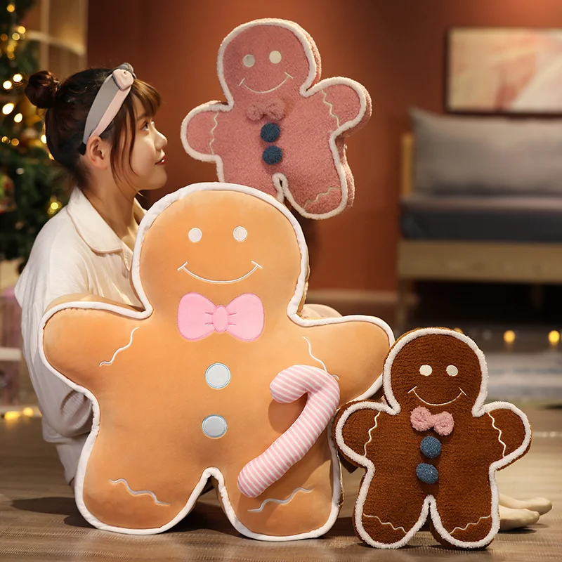 60/70CM Big Size Gingerbread Man Plush Toys Biscuit Man Stuffed Soft Cartoon Pillow kawaii Bear Xmas Birthday GIft for Kids Baby