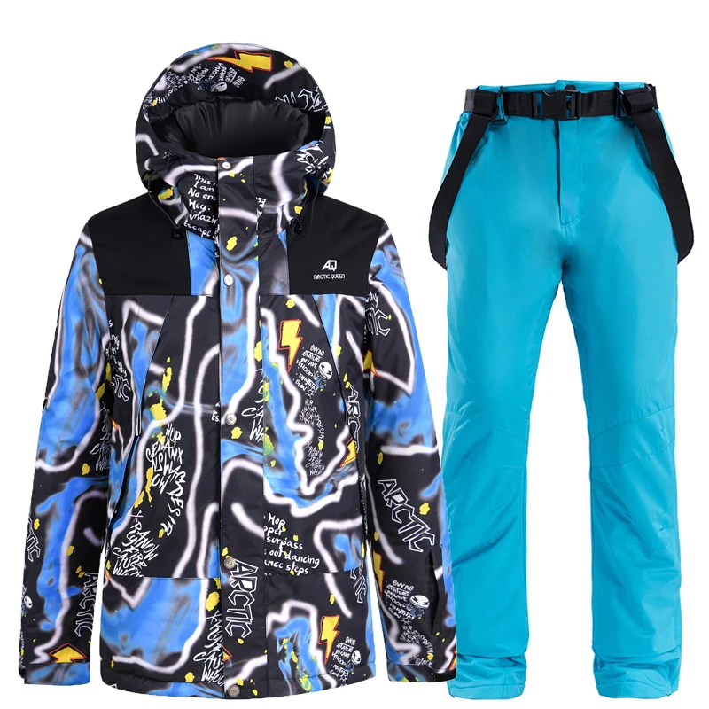 

2021 New Ski Suit For Men Warm Windproof Outdoor Skiing Sport Snowboard Suit Cold Proof Waterproof Fashionable Color Ski Suit