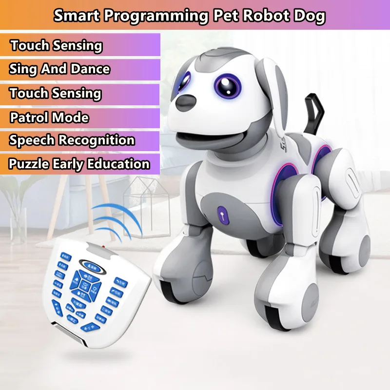 

Puzzle Early Education Remote Control Robot Dog Intelligent Programming Touch Sense Singing Dancing Electric Smart RC Dog Pet