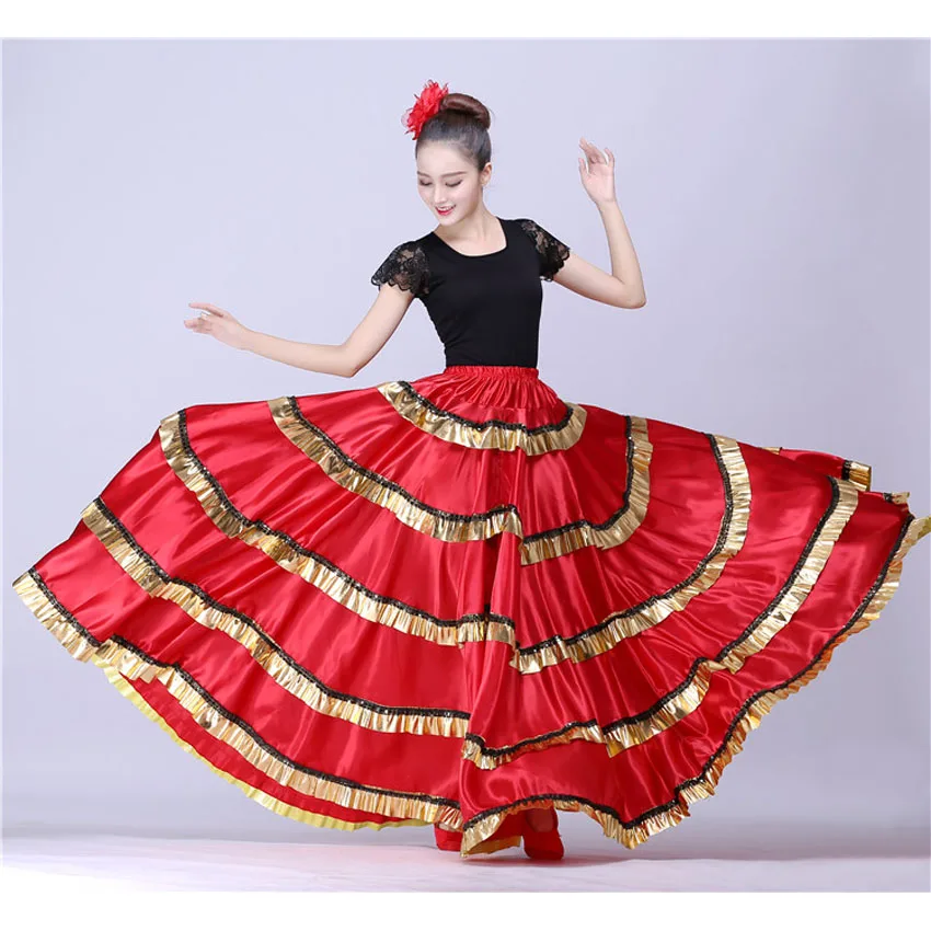 Spanish Traditional Bullfight Festival Women Flamenco Dance Costumes Red Skirt Performance Stage Wear Ballroom Dress
