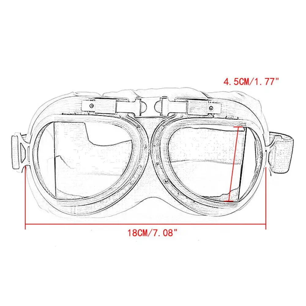 Retro Vintage Pilot Goggles Motor Protective Gear Glasses For Motorcycle Cruiser Cafe Scooter