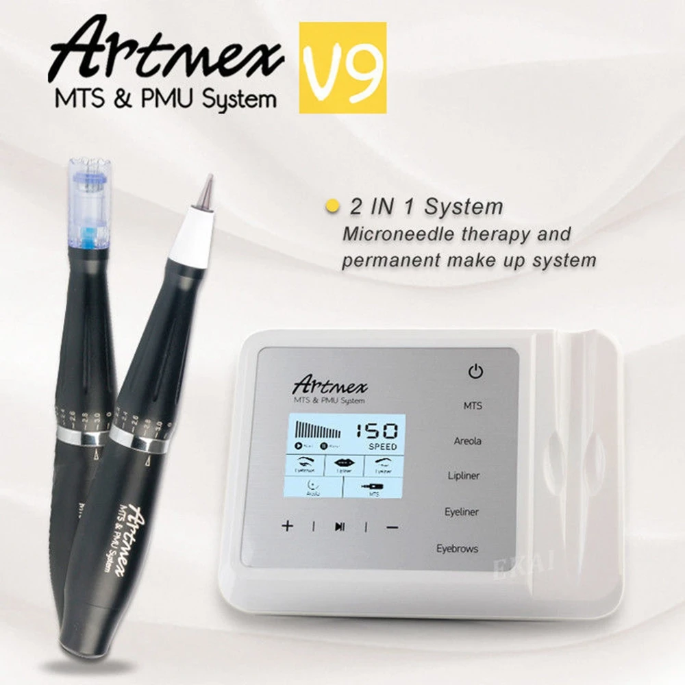 Newest Permanent Makeup Tattoo Machine Artmex V9 Eye Brow Lip Rotary Pen MTS PMU System With V9 Tattoo Needle