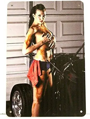 

Bernice сексуальный автомобиль механик Pinup девушка жестяной плакат знак человек пещера ремонт автомобиля для магазина, гаража 1