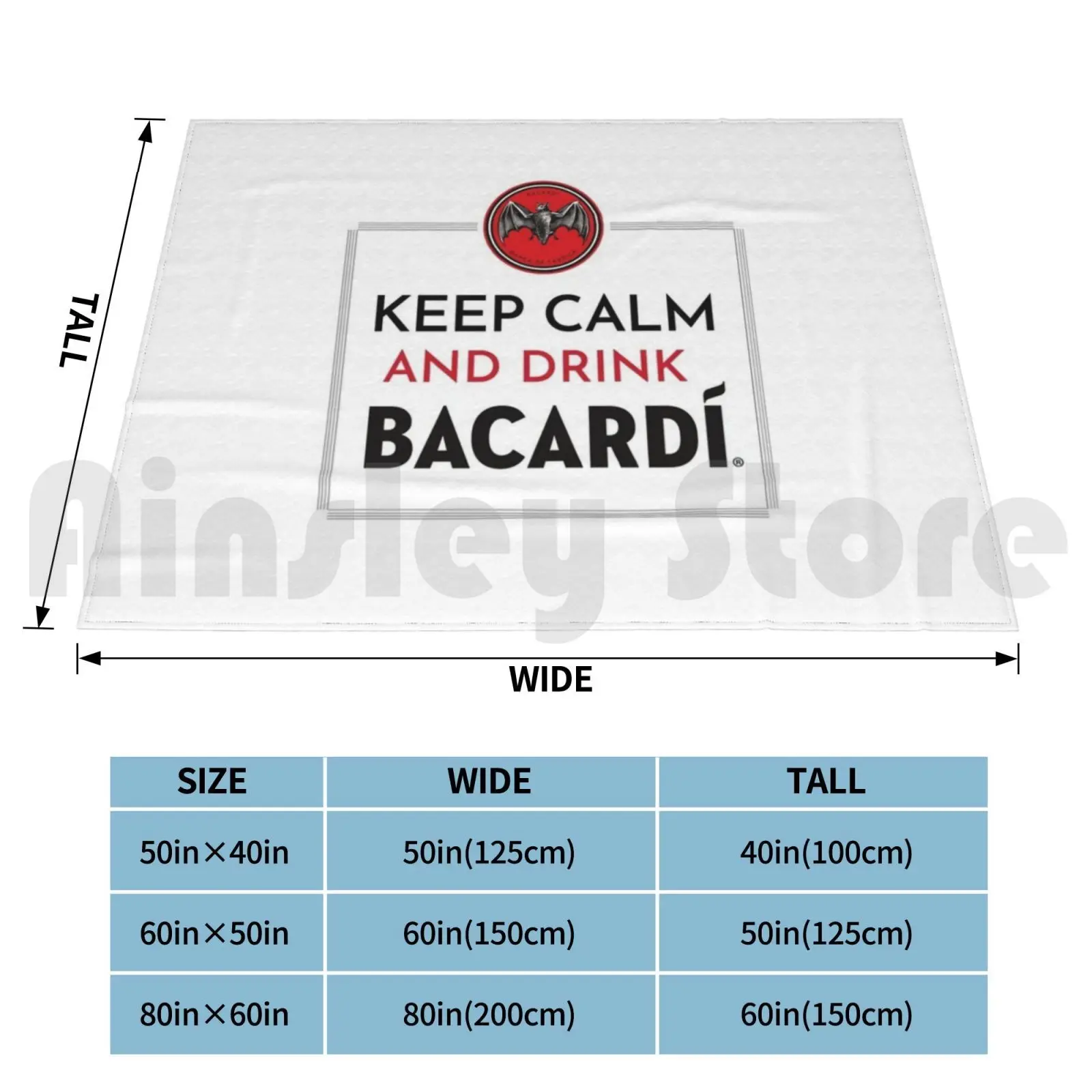 Keep Calm And Drink Bacardi ? Blanket Fashion Custom Bacardi Rum Keep Calm Drink Enjoy Summer Tropical