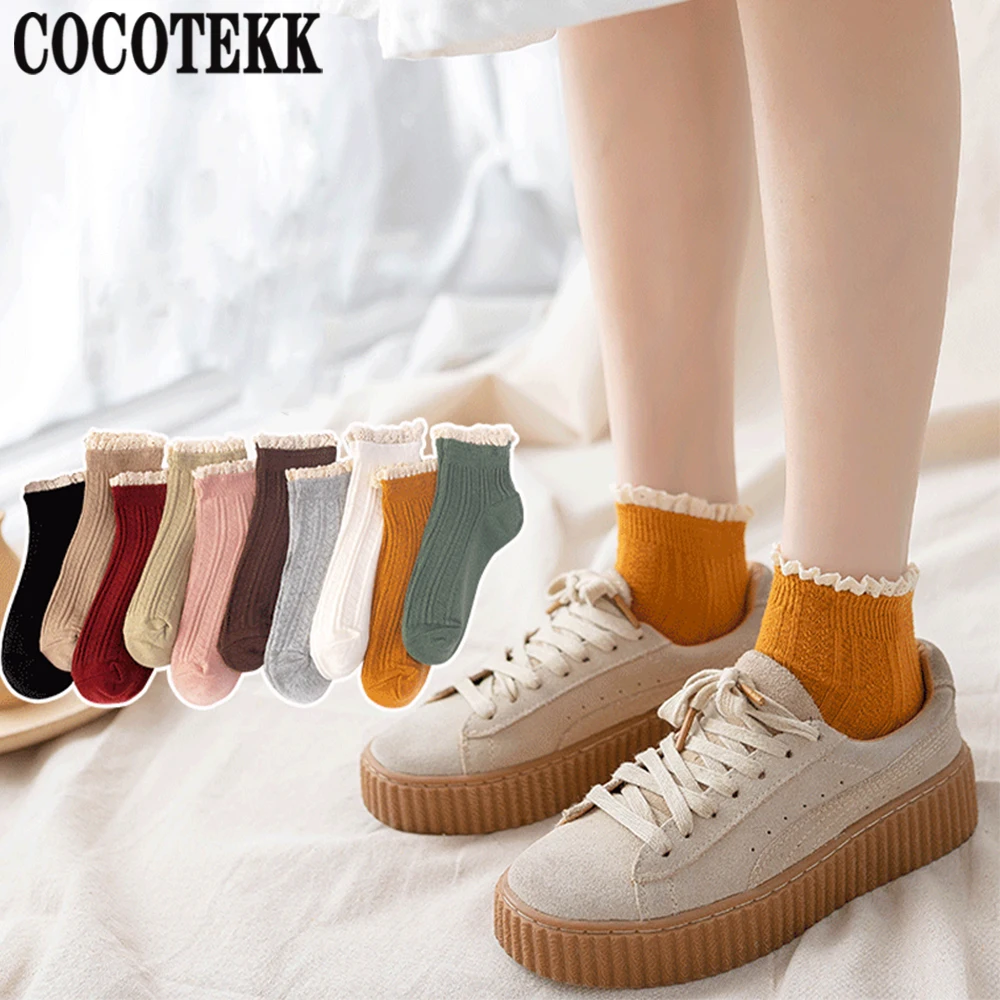 Women Socks Lace Ruffle Frilly Cute Candy Vintage Kawaii Socks Sweet Princess Student Girls Hot Sale Harajuku Japanese Style Sox