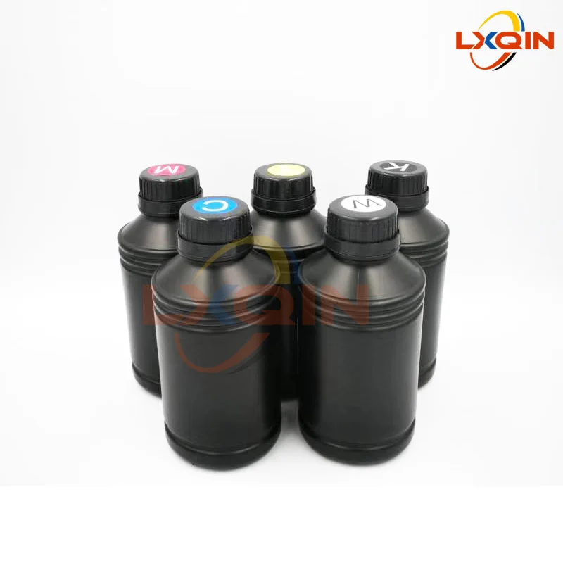 LXQIN 500ml LED UV Ink for Soft Material for XP600/DX5/DX7/i3200 Printhead for Gongzheng Flora Wit-color Flatbed Inkjet Printer