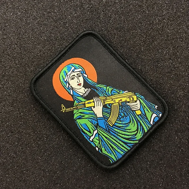 Tactical Military Patch Virgin Mary Applique Blessed Virgin Mary Tactical Embroidered Patch Accessories For Clothes Bag