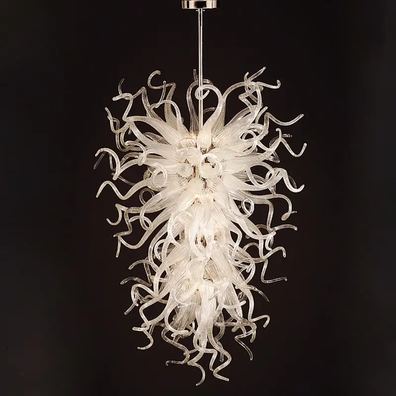 Modern White Glass Pendant Lamps LED Lights Hand Blown Glass Chandeliers 40 Inches Home Decor Art Glass Lighting