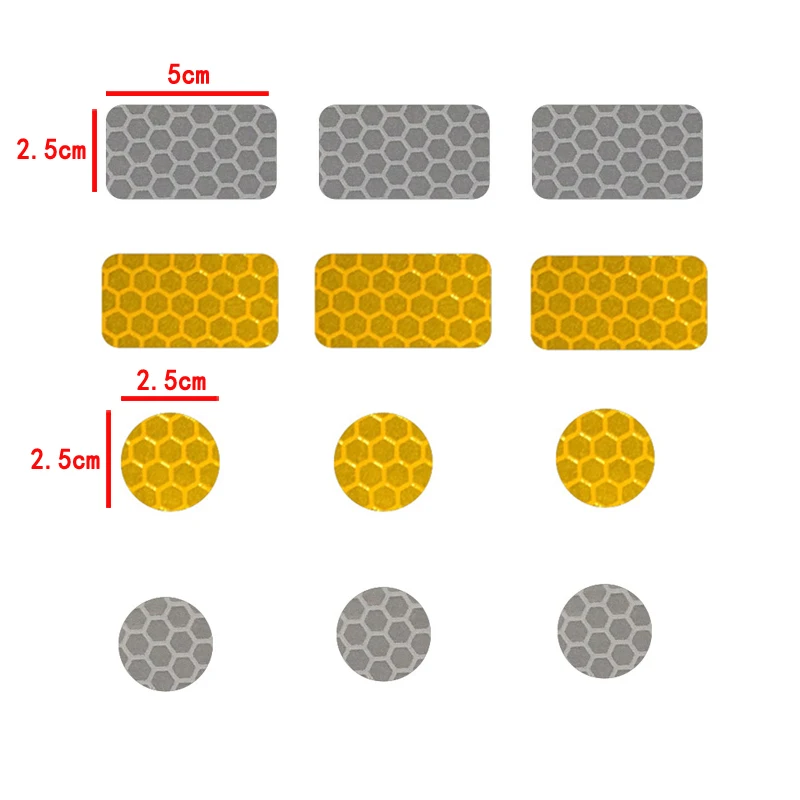 6 unids/set marca de advertencia de seguridad cinta altamente reflectante pegatina para casco de motocicleta y bicicleta