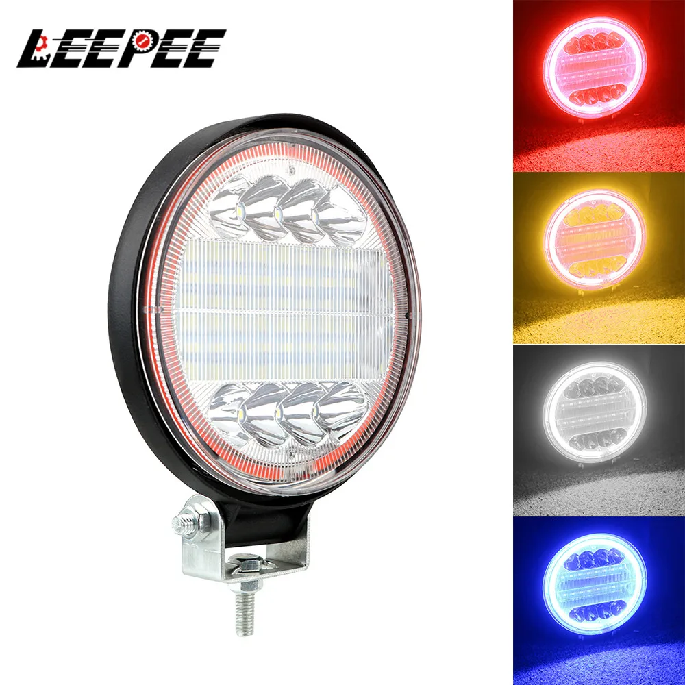 Car Spotlights 24 LED Lights Assembly Round Lens 72W Work Spot Illumination Angel Eyes For 4x4 Offroad ATV UTV Motorcycle Truck