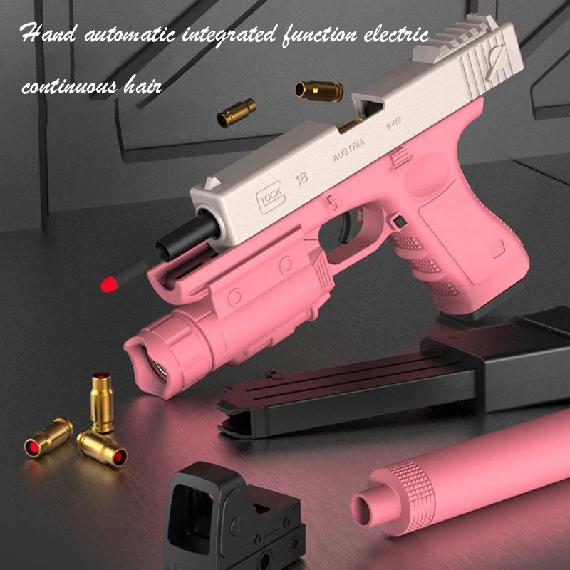 Glock Electric Automatic Burst Pistol Soft Safe Bullets Shell Ejecting for Beginner Aim Train Handgun Air Gun Christmas Gift