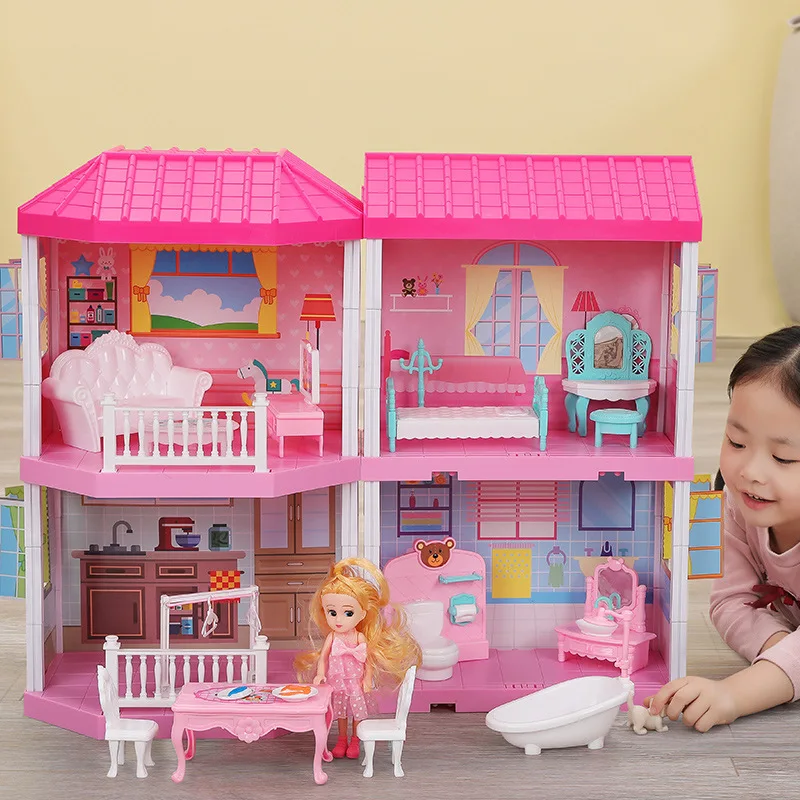 Play House Toys Model Princess Castle Set Dollhouse Model Villa House Children Birthday Gift