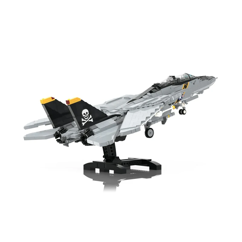 MOC klocki do budowy Fighter F-14 Tomcat Supersonic samolot bojowy DIY technologia montażu cegły Model zabawki dla dzieci świąteczny prezent