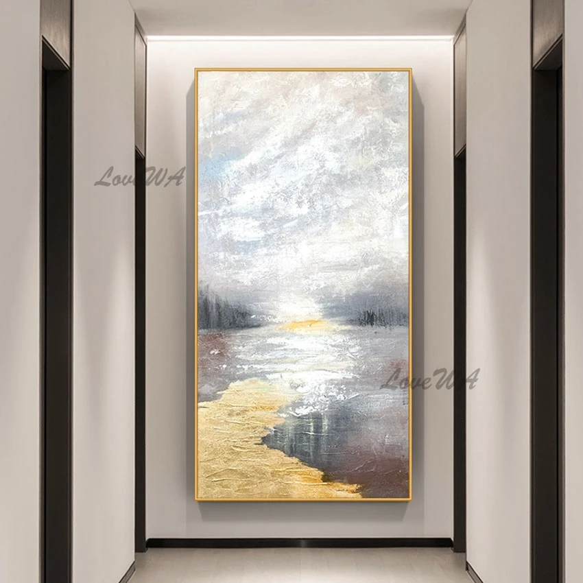 

Textured Abstract Oil Painting Senior Gold Foil China Import Item Decoration For Home Natural Scenery Wall Picture No Framed