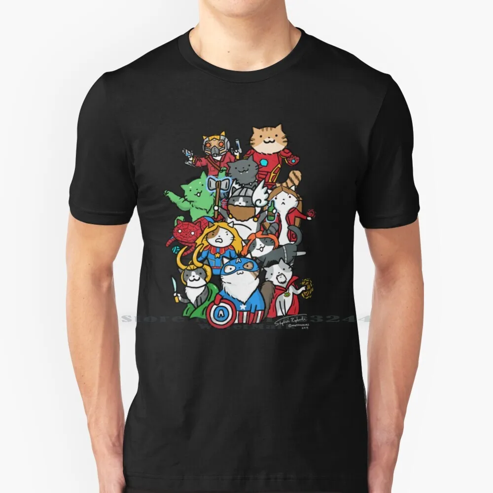 Catvengers 100% Cotton T Shirt Avenger Cat Cute Neko Singapore Muffinsaurs Green Kitten Feline Parody Funny Tee Short Sleeve