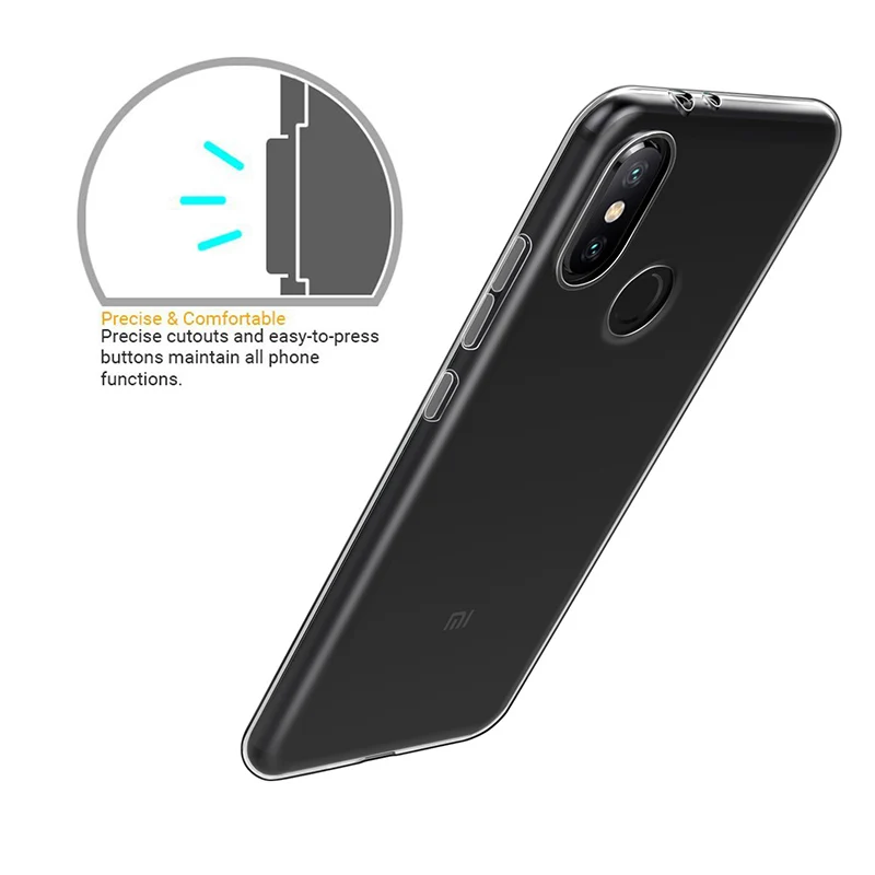 Clear Silicone Phone Case for Xiaomi Mi A2/A2 Lite TPU Transparent Soft Mobile Back Cover Redmi A2Lite MiA2 MiA2Lite RedmiA2 Bag
