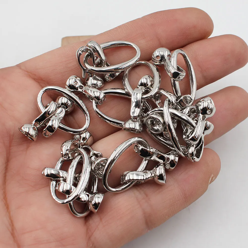10 Pcs Circle Oval Copper Gold Plated Clasps For Bracelet Necklace Making DIY Craft Accessories