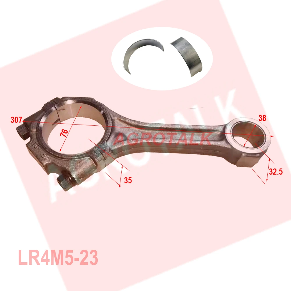 Connecting rod with big end bearings (0.00) for YTO  engine LR4105T57 / LR6105T10 / LR4B5-22 / LR4B5-23 / LR4M5-23