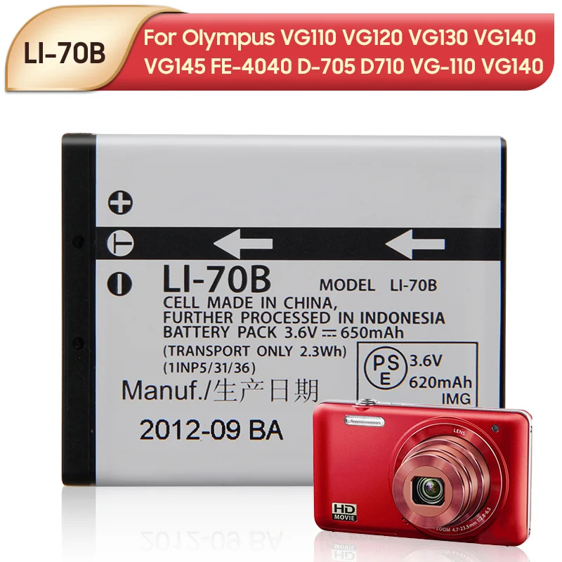Original Replacement Camera Battery LI-70B For Olympus VG110 VG120 VG130 VG140 VG145 FE-4040 D-705 D710 VG-110 VG140 650mAh