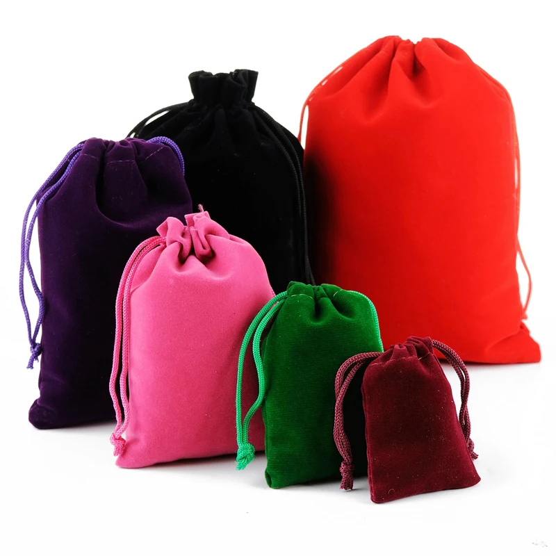 10 Pieces Of Colorful Velvet Bag Drawstring Bag, Used For Jewelry Packaging, Gift Bag Packaging, Customizable Logo