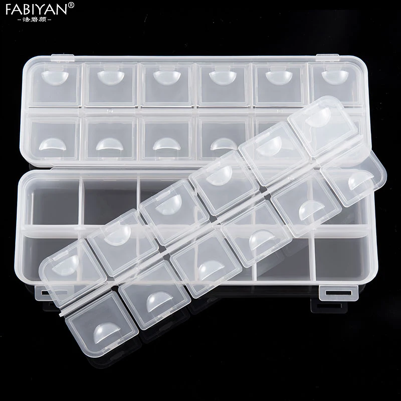 24 Grids Translucent Storage Box Nail Art Decorations Container Case Jewelry Rhinestone Bead Earrings Display Collapsible Tool