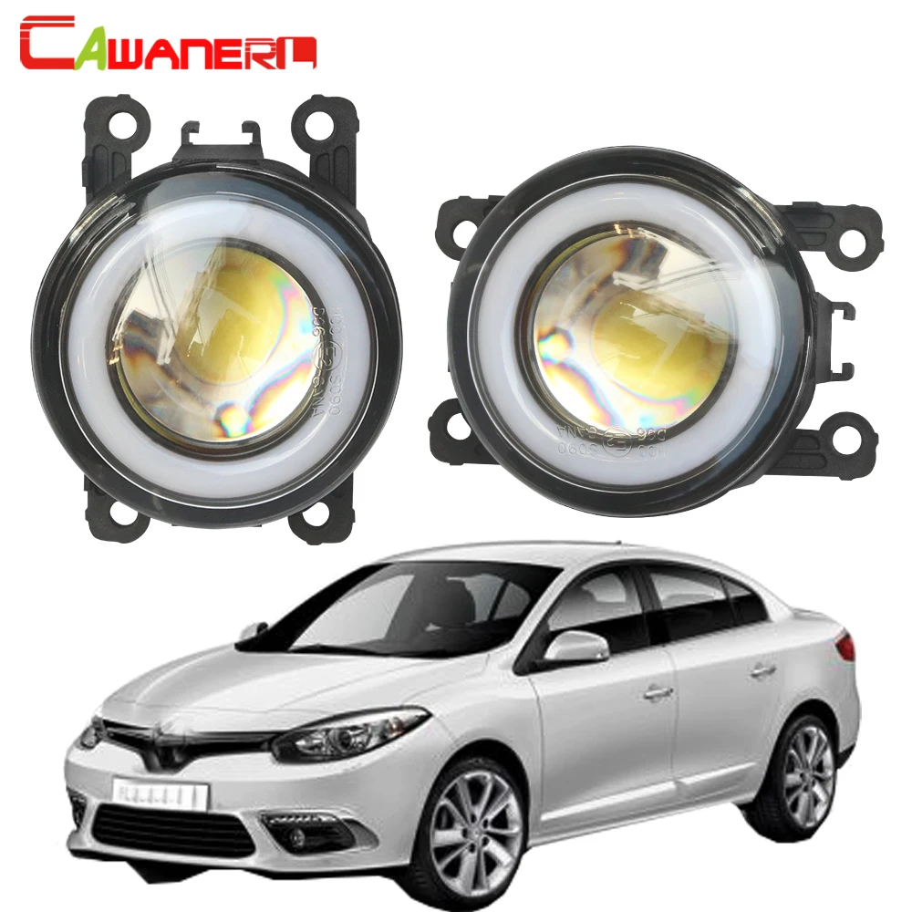 Cawanerl For Renault Fluence L30 Saloon 2010-2015 Car 30W Front Bumper Fog Light LED COB Angel Eye Daytime Running Lamp H11 12V