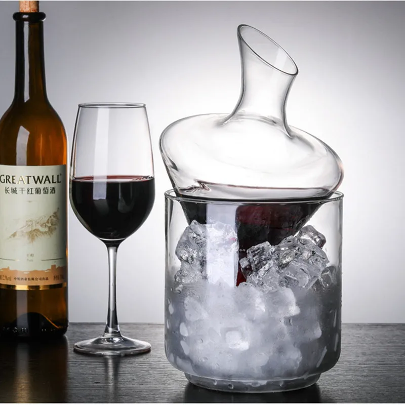 Ice Bucket Decanter Oblique Mouth Crystal Transparent Glass Wine Containers Cup Set Wine Cabinet Decospenser