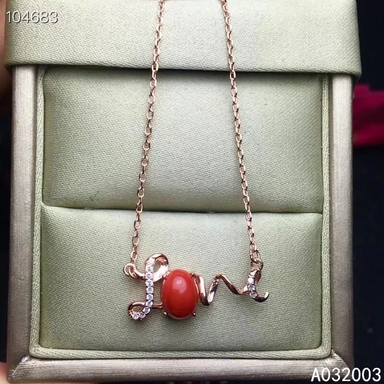 

KJJEAXCMY Fine Jewelry 925 Sterling Silver Inlaid Natural Red Coral Miss Female Pendant Necklace Exquisite Support Test