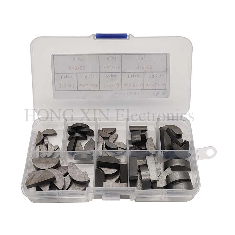 

80pcs Stainless Steel Key Assortment Set Metric Half Moon Shaft Drive Fasteners Mechanical Industry Different Sizes