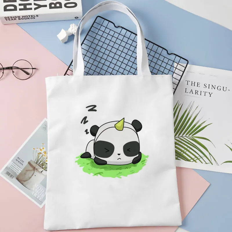 Bolso de compras con estampado gráfico de Panda de Anime, bolsa de hombro, bolsas de lona, bolso de mano universitario de gran capacidad, envío directo