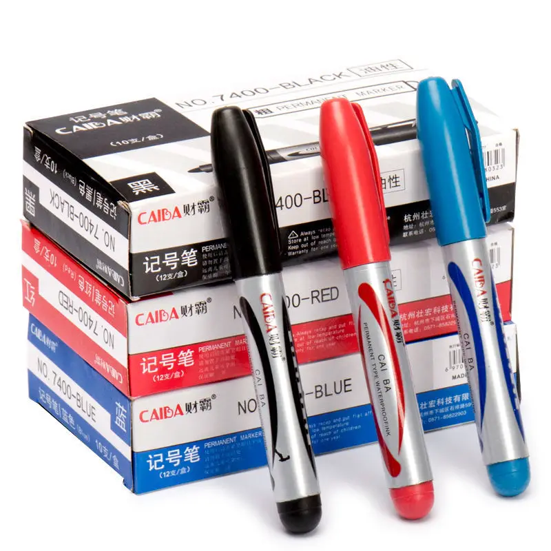 

2022 10pcs Marker Black Red Blue Quick Drying Waterproof Oily Pen Can Add Ink Express Logistics Bulk