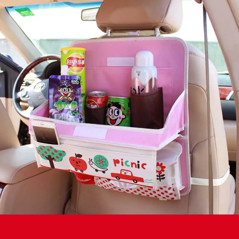 Car Backseat Storag For Kids Oxford Cartoon Auto Organizers Seat Back Child Dining With Table Tissue Box Organizador Accessories