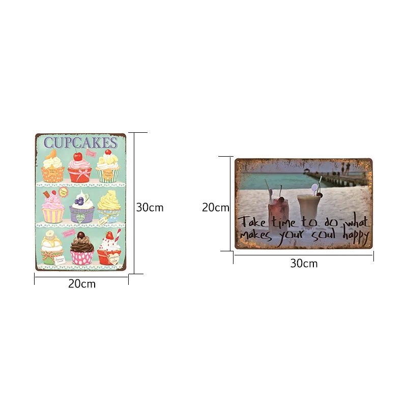 Food Dessert Sign Cake Donuts Hot Dog Metal Plaque Vintage Poster Decorative Restaurant Shop Cafe Wall Decoration Plates 20x30cm