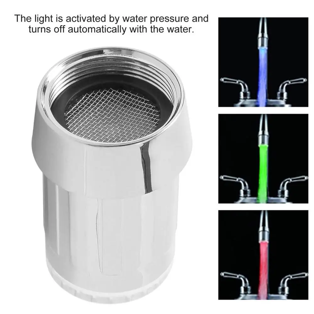 Cucina Bagno 7 Colori di Light-Up LED Glow Acqua Rubinetto Rubinetto Filtro In Acciaio Inox Acqua di Rubinetto del Rubinetto + Deviatore adattatore della valvola