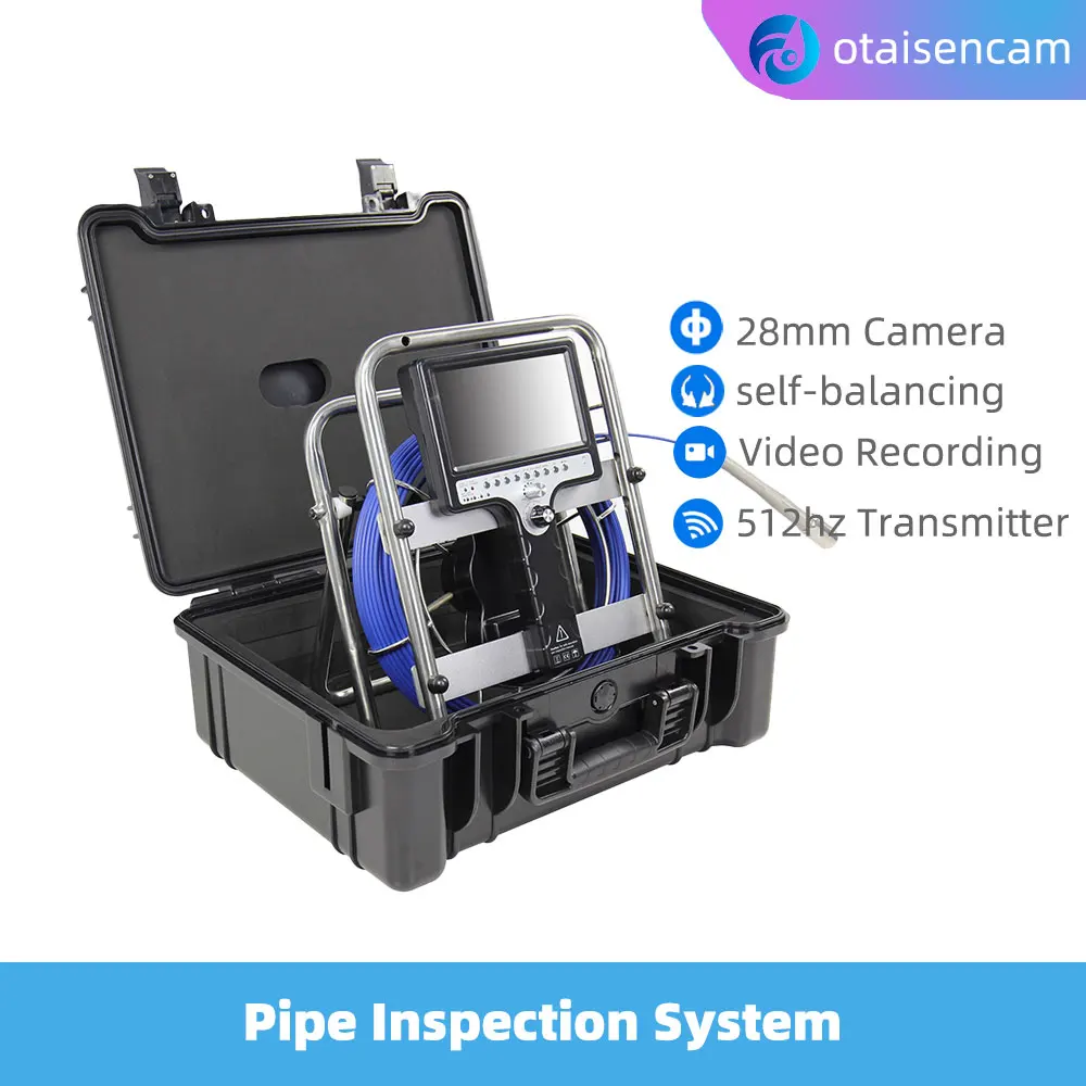 

WOPSON длинная пружина 28 мм самобалансирующаяся камера 512 Гц передатчик Встроенная система контроля Слива труб Комплект 7 "монитор DVR