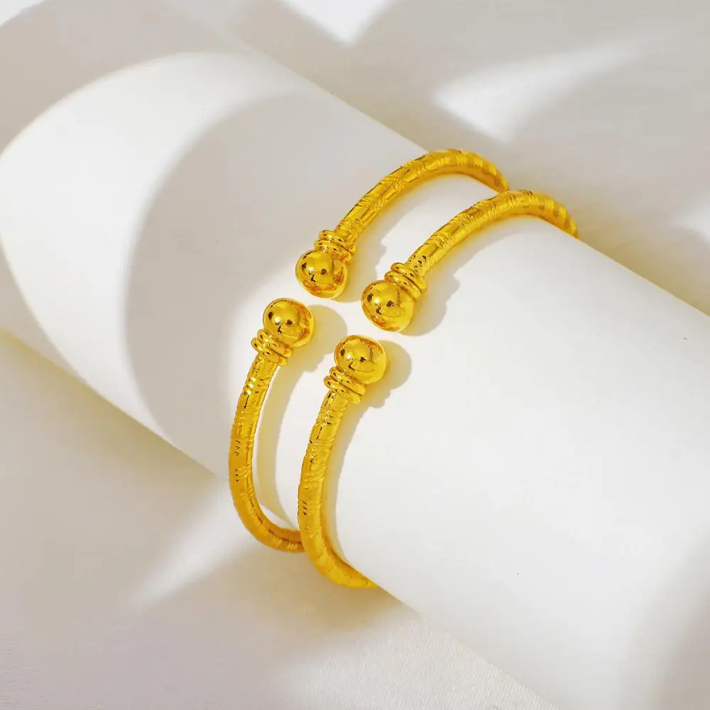 Ethlyn 2Pcs/Lot Fashion  Gold Color Children Kids Girl Boys Beads Bracelet Toddlers Small Bangle Party Jewelry Gifts MY114