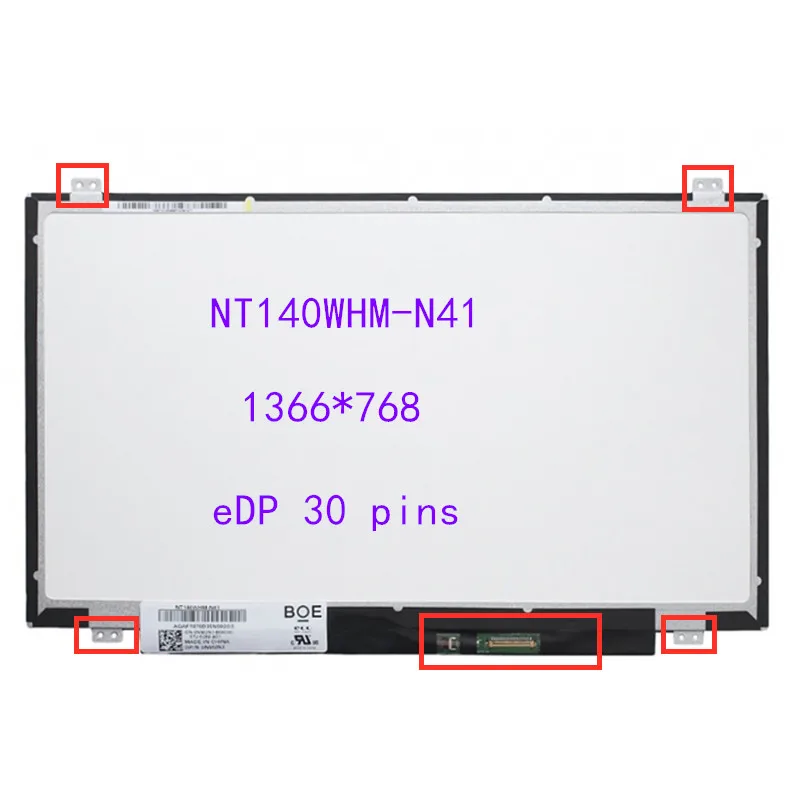 14.0 "NT140WHM-N41 LP140WH8 TPC1 LP140WHU TPD1 TPE1 N140BGE-EA3 Led Screen Lcd Matrix Laptop Hd 1366X768 30Pin Matte Paneel