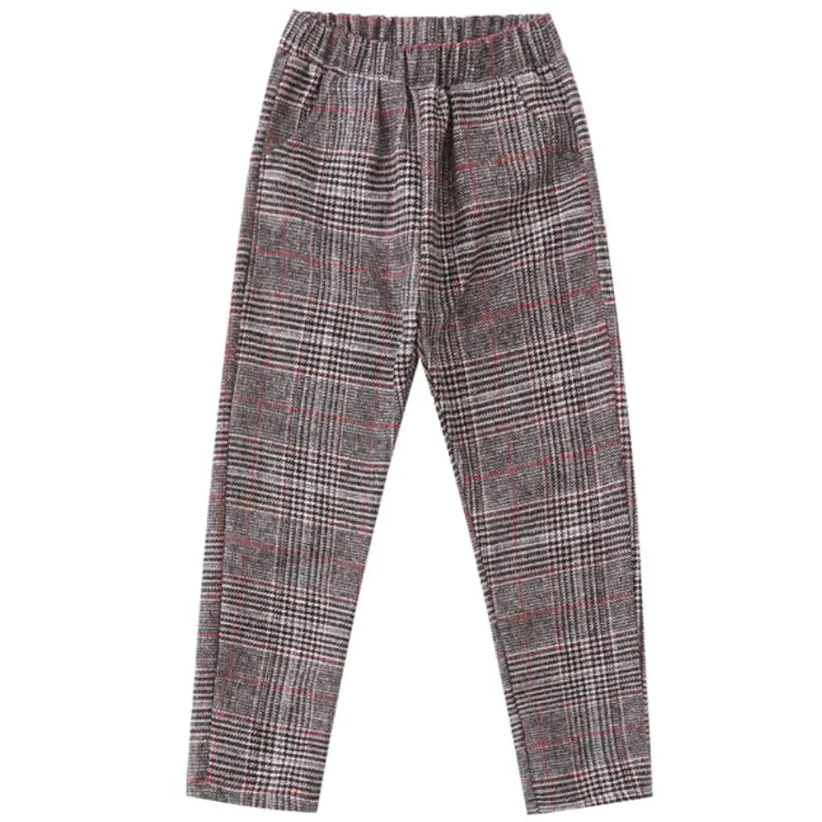 New Children Pants for Girls Plaid Trousers Teenager Casual Pants Outwear Baby Girl Clothing Spring Autumn