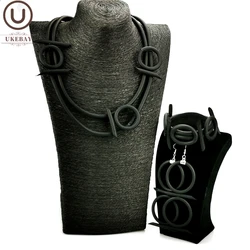 UKEBAY New Punk Jewelry Set Handmade Rubber Jewelry For Women Gothic Designer Party Accessories Necklace Bangles Earrings A Set
